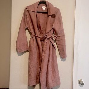 Catherine Malandrino Blush Rose Linen Trench Coat
